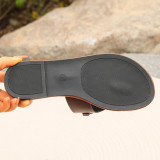 Round Toe Clip Toe Metal Buckle Herringbone Slippers