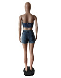 Embroidered Elastic Bra Shorts Set