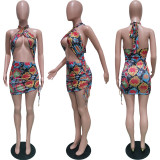 Hanging Neck Swimsuit with Elastic Band Dress