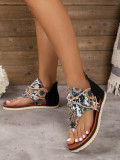 Pinch Toe Printed Flat Sandals