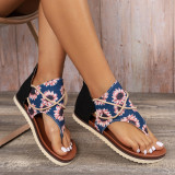 Pinch Toe Printed Flat Sandals