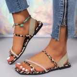 Square Headed Flat Bottomed Leopard Print Zebra Print Oversized Roman Sandals