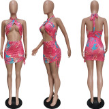 Hanging Neck Swimsuit with Elastic Band Dress