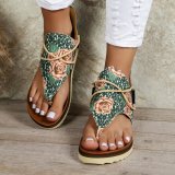 Pinch Toe Printed Flat Sandals