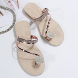 Rhinestone Flower Flat Bottom Slippers