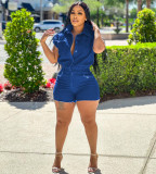 Elastic Denim Jumpsuit