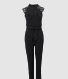 Lace Patchwork Jumpsuit - with Waistband