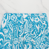 Fragmented Floral Set Long Skirt Shoulder Length Short Sleeved Two-piece Set
