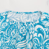 Fragmented Floral Set Long Skirt Shoulder Length Short Sleeved Two-piece Set
