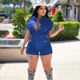Elastic Denim Jumpsuit