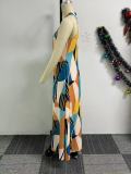 Printed Sleeveless Loose Fitting Collar Dress