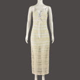 Suspended Hollow and Transparent Double Layered Dress
