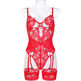 Deep V-metal Chain Chest Hollowed Out Fun Jumpsuit Underwear
