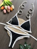 Pit Striped Black and White Bikini Swimsuit