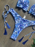 Blue and White Porcelain Printed Bikini