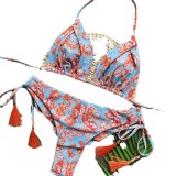 Printed Fringe Bikini Quick Selling Swimsuit
