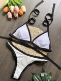 Pit Striped Black and White Bikini Swimsuit