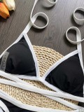 Pit Striped Black and White Bikini Swimsuit