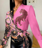 Printed Patchwork Long Sleeved Shirt