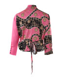 Printed Patchwork Long Sleeved Shirt