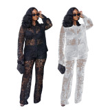 Lace Pattern Lapel Perspective Set