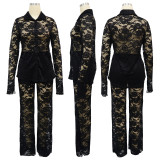 Lace Pattern Lapel Perspective Set