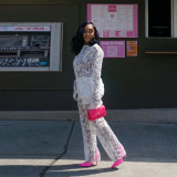 Lace Pattern Lapel Perspective Set