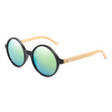 Round Frame Glasses Retro Round Bamboo Leg Sunglasses