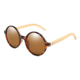 Round Frame Glasses Retro Round Bamboo Leg Sunglasses
