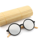 Round Frame Glasses Retro Round Bamboo Leg Sunglasses
