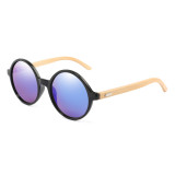 Round Frame Glasses Retro Round Bamboo Leg Sunglasses
