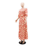 Elegant Round Neck Patchwork A-line Long Skirt