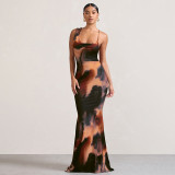 Asymmetric Strap Printed Dress