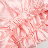 Solid Color Low Waisted Pleated Casual Versatile Short Skirt