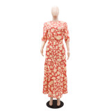 Elegant Round Neck Patchwork A-line Long Skirt
