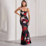 Asymmetric Strap Printed Dress