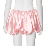 Solid Color Low Waisted Pleated Casual Versatile Short Skirt