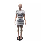 Striped Casual Woolen Dress Set