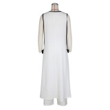 Camellia Bow Sleeveless Long Vest Skirt Wide Leg Pants Set