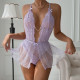 Wave Point Perspective Mesh Lace Crystal Buckle Pure Shuk Strap Sleeping Skirt