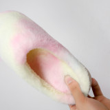 Winter Velvet Fur Slippers Tie Dyed Gradient Cotton Slippers for Home Use Cotton Slippers