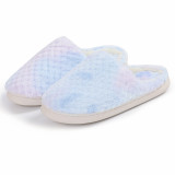 Hairy Slippers for Winter Home Warmth Cotton Slippers with Anti Slip and Thick Velvet Tie Dyed Checkered Cotton Slippers