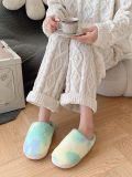 Winter Velvet Fur Slippers Tie Dyed Gradient Cotton Slippers for Home Use Cotton Slippers