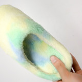 Winter Velvet Fur Slippers Tie Dyed Gradient Cotton Slippers for Home Use Cotton Slippers