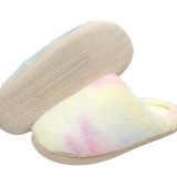 Winter Velvet Fur Slippers Tie Dyed Gradient Cotton Slippers for Home Use Cotton Slippers