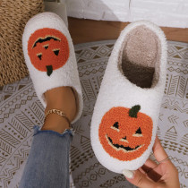 Halloween New Home Cute Cartoon Pumpkin Cotton Slippers for Couples Warm Cotton Slippers