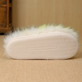 Winter Women's Long Hair Warm Cotton Slippers