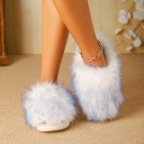 Winter Women's Long Hair Warm Cotton Slippers
