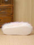 Winter Women's Long Hair Warm Cotton Slippers
