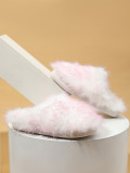 Winter Women's Long Hair Warm Cotton Slippers